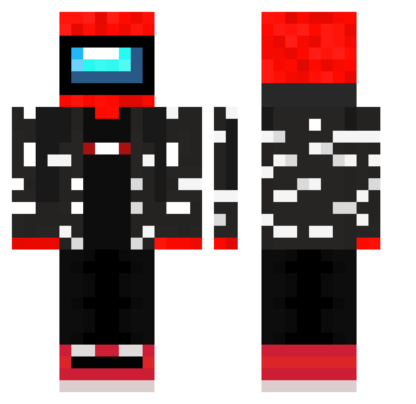 Impcstor Minecraft skin, front and back view