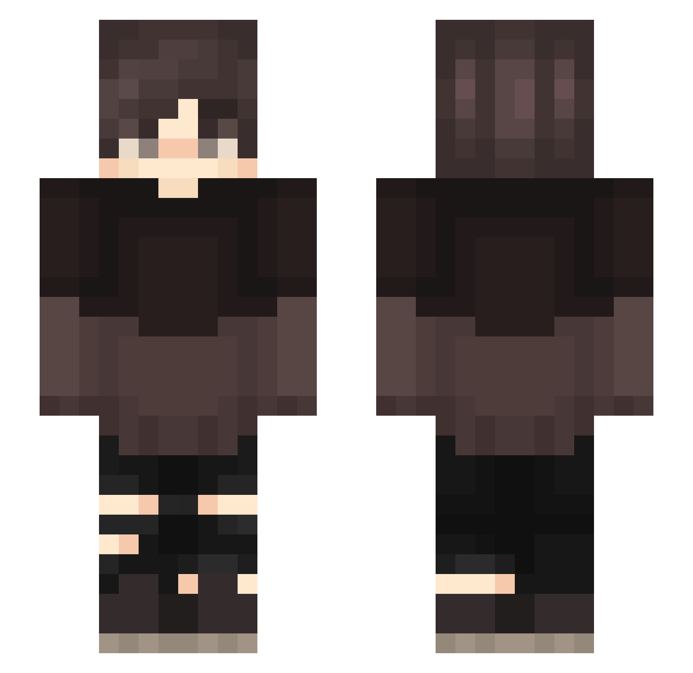 Yannicrth Minecraft skin, front and back view