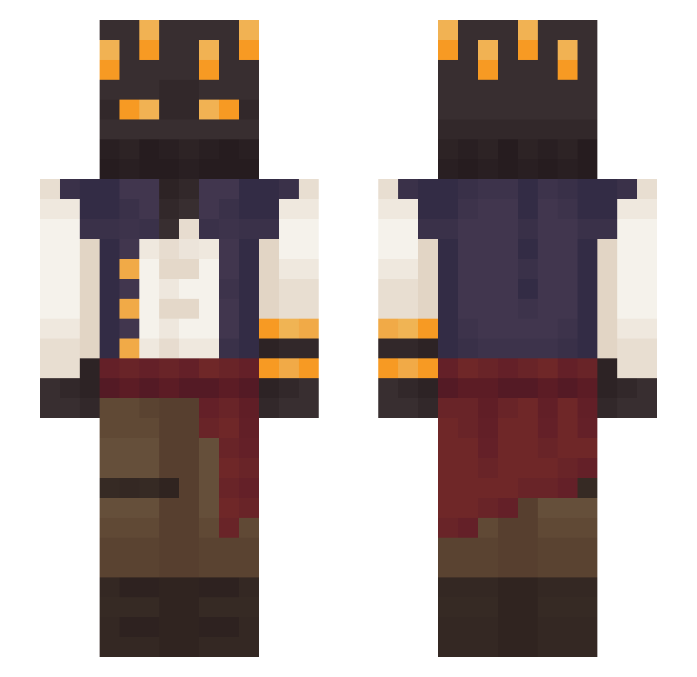 YourPumkinPlayz Minecraft skin, front and back view
