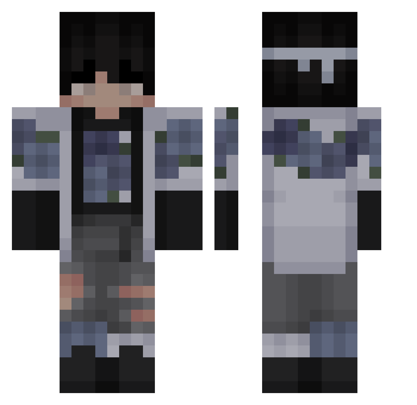 VynillaMC Minecraft skin, front and back view