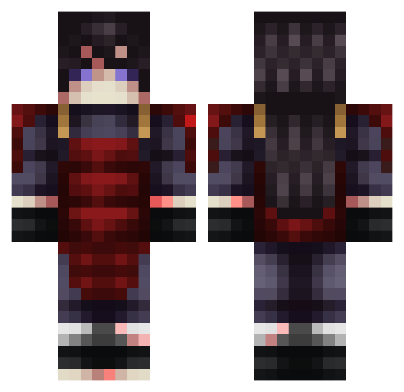 hg2 Minecraft skin, front and back view