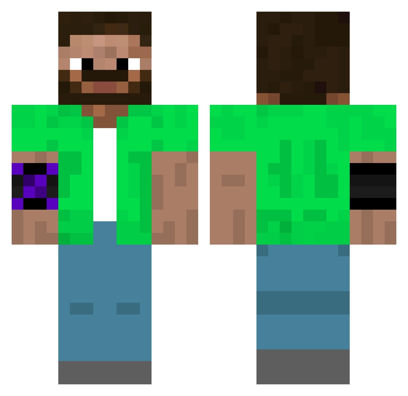 blockster343 Minecraft skin, front and back view