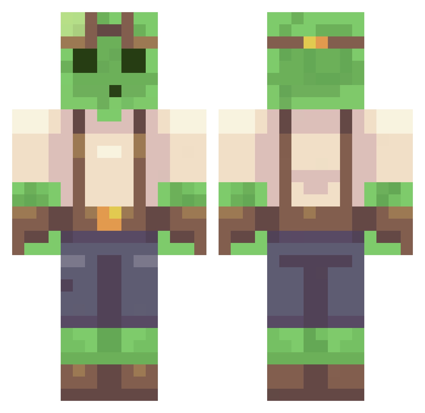 MenschOnBench Minecraft skin, front and back view