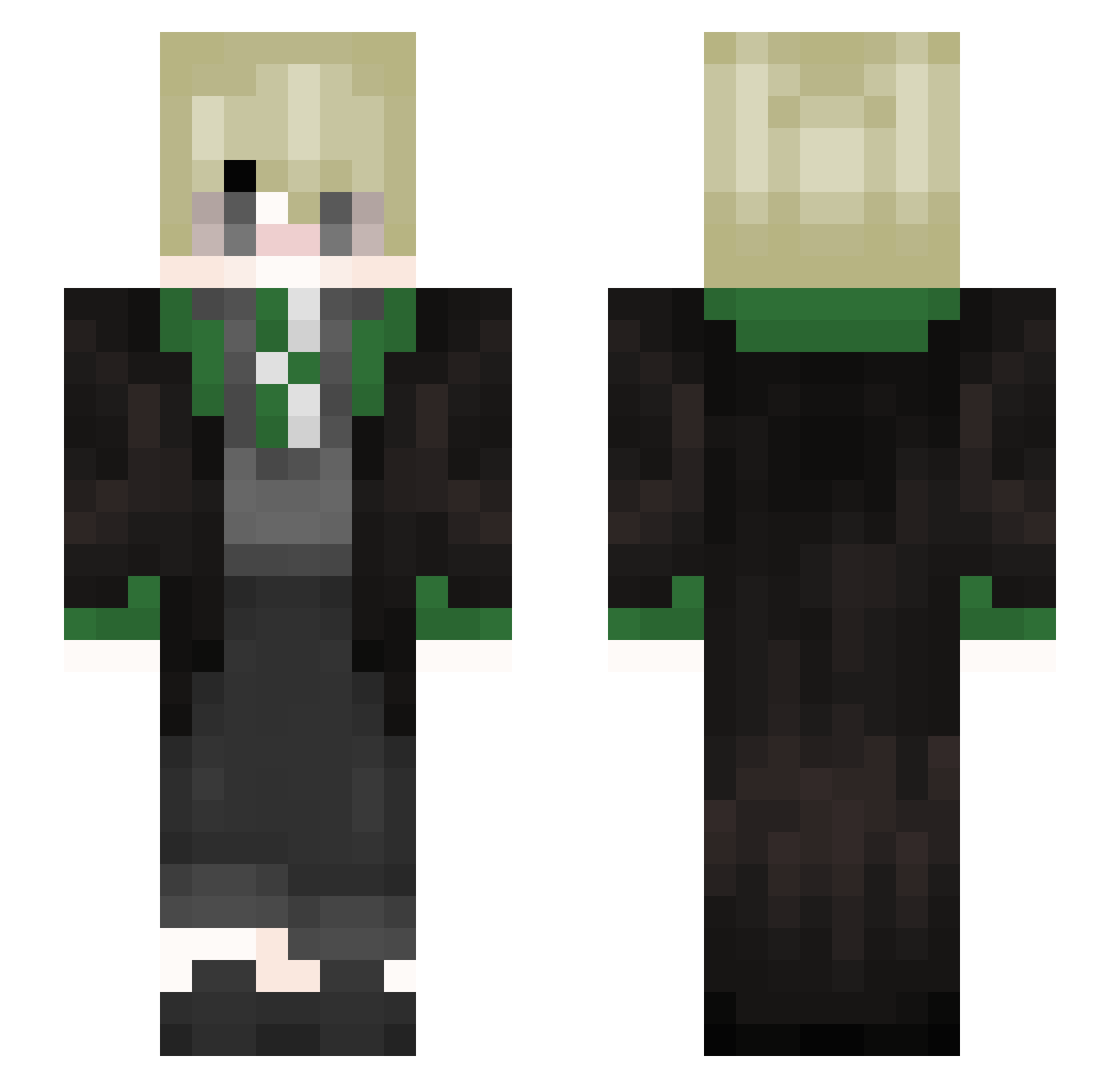StitchedBee Minecraft skin, front and back view