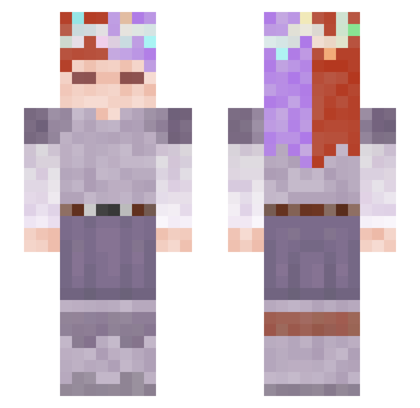 clovess Minecraft skin, front and back view