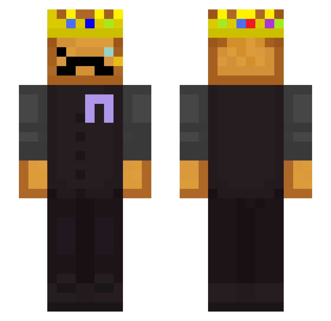 rubberbestbeamer Minecraft skin, front and back view
