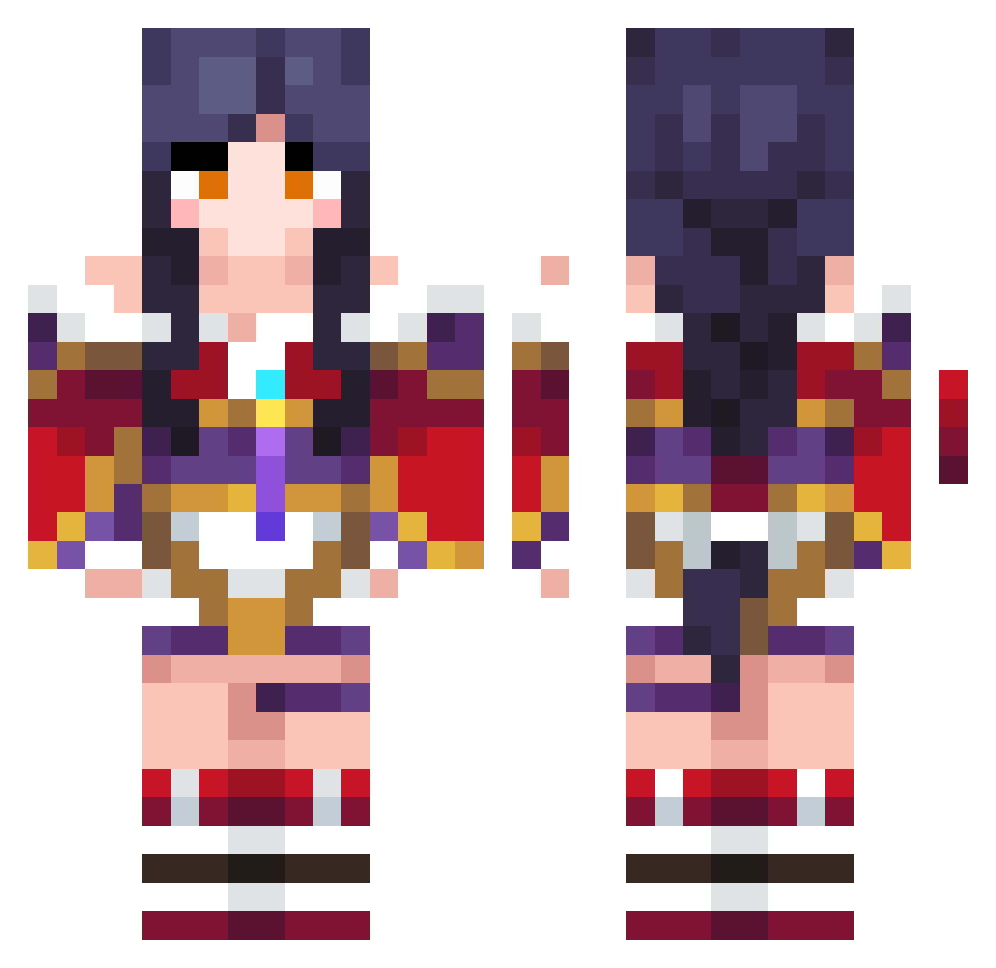 hayden1299s Minecraft skin, front and back view