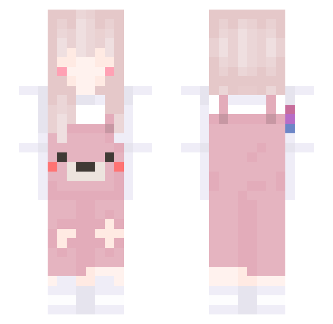 Yuna45 Minecraft skin, front and back view