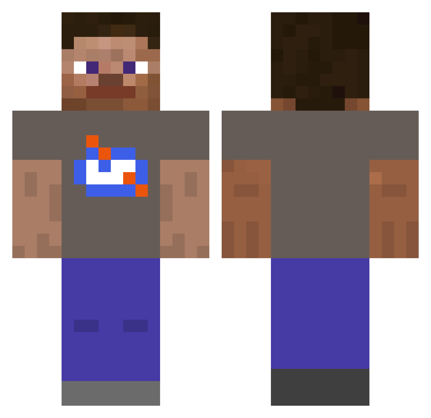 zeawas Minecraft skin, front and back view