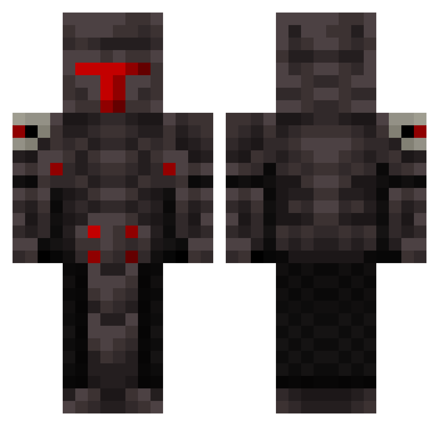 TheArtDumpster Minecraft skin, front and back view