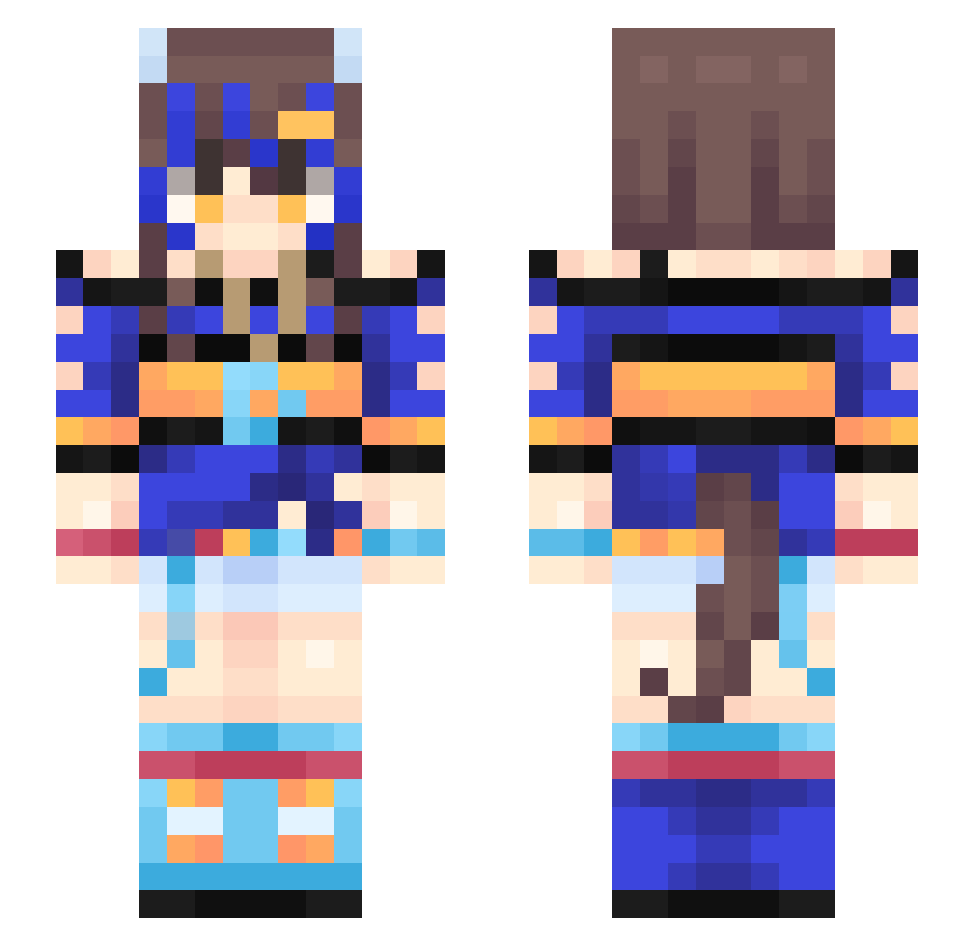 Kc22_ux Minecraft skin, front and back view