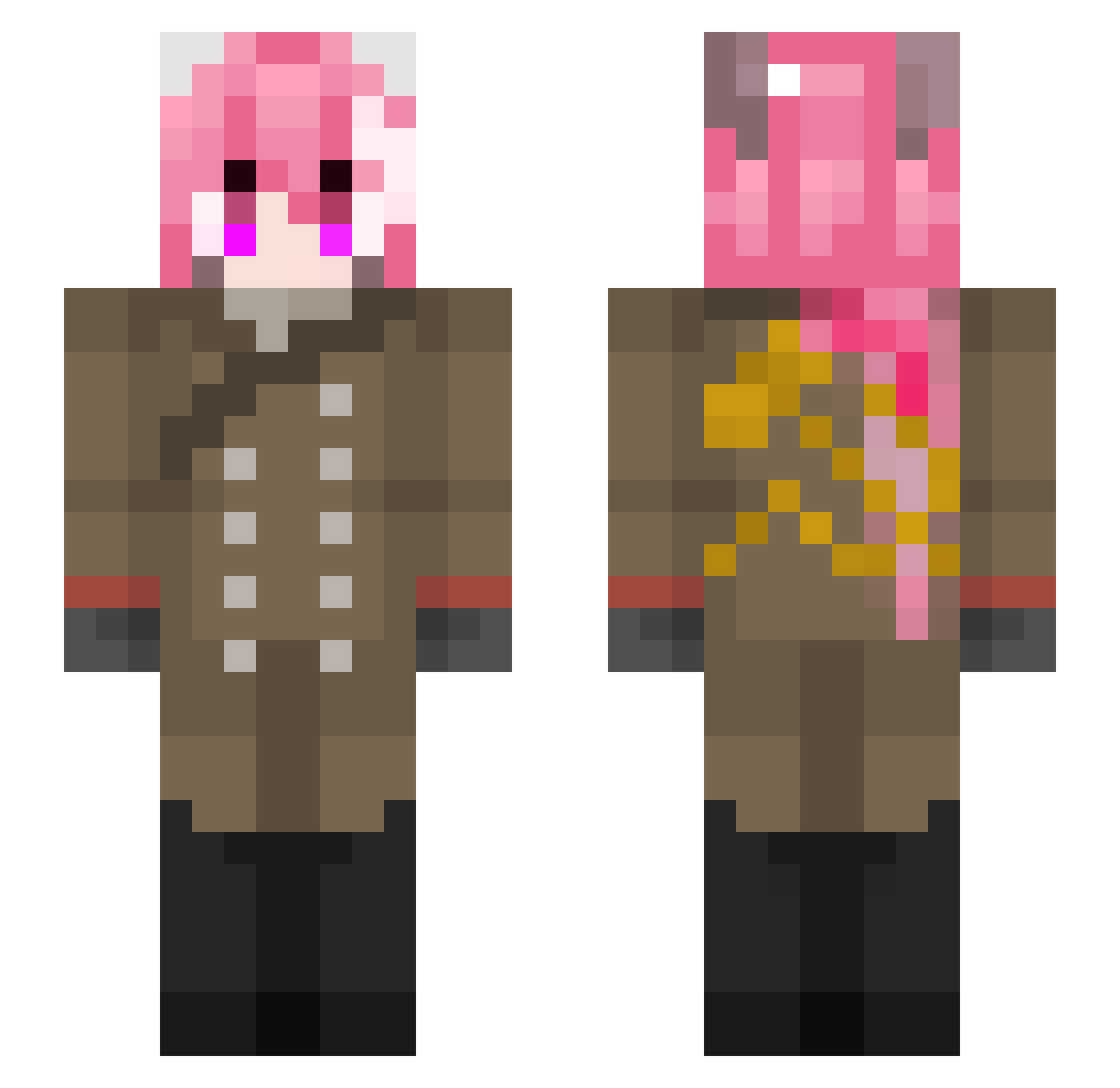GreasyGirl Minecraft skin, front and back view