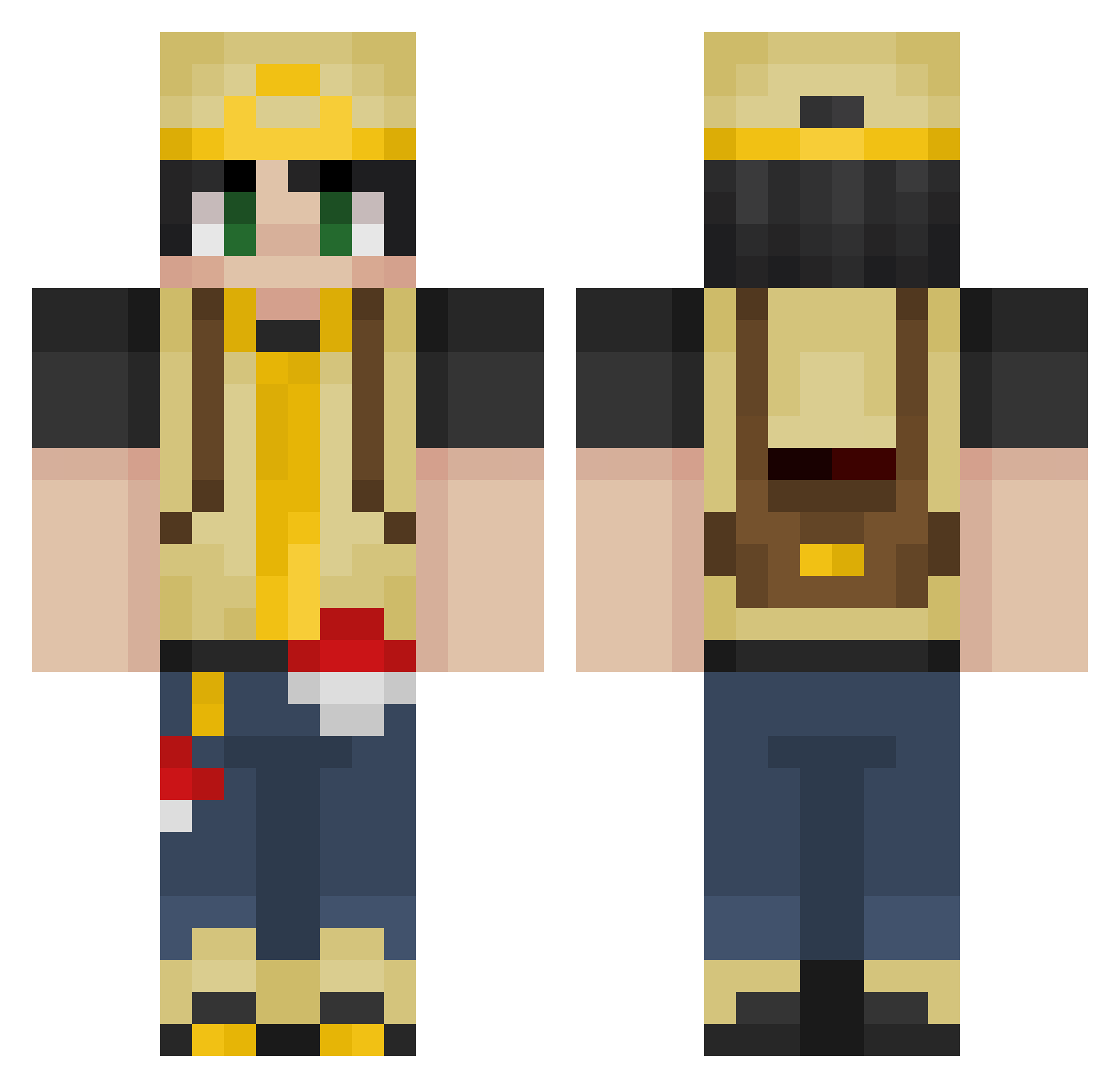 Tony2Blocks Minecraft skin, front and back view