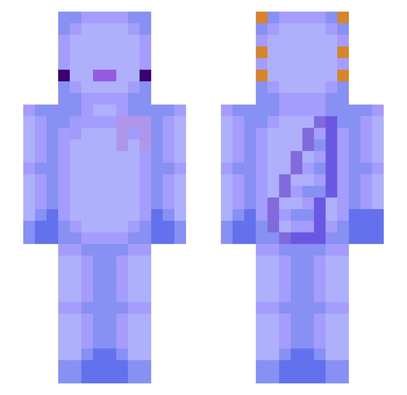 ThatAx0lotl Minecraft skin, front and back view