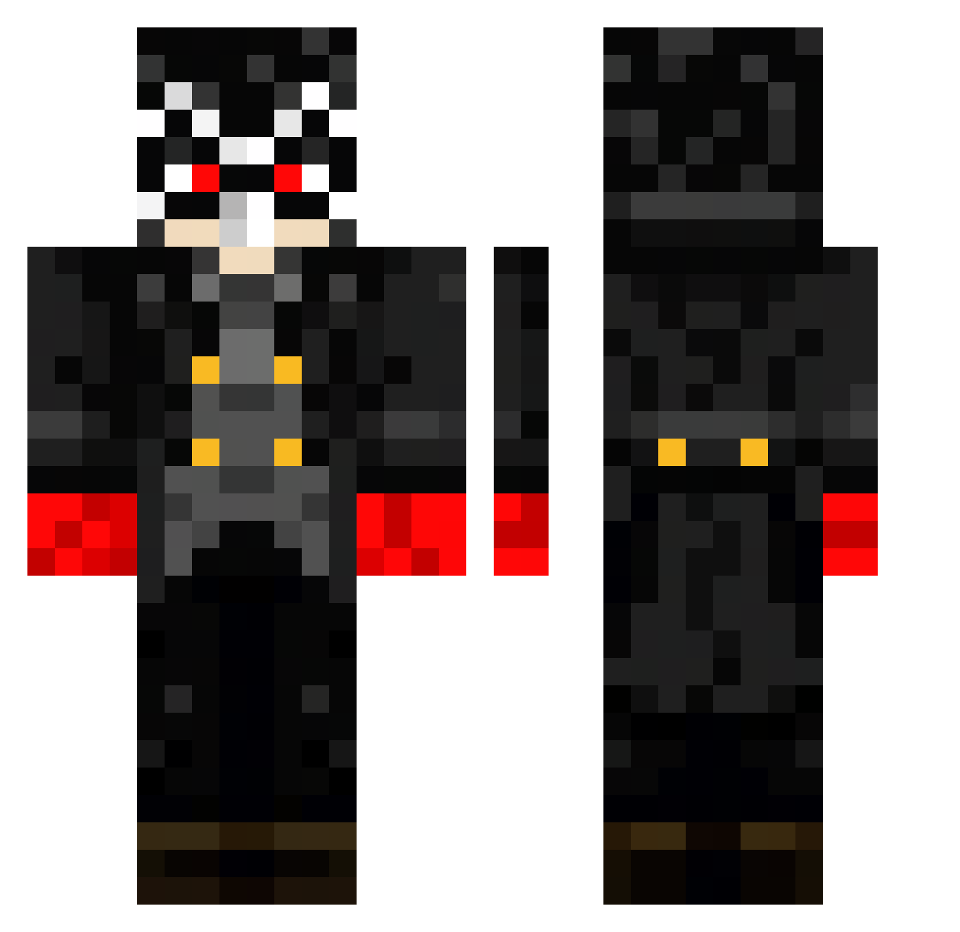 AutisticPumpgun Minecraft skin, front and back view