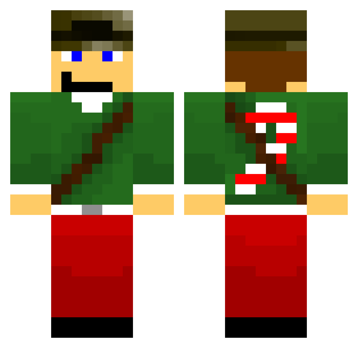 TurboJehtt Minecraft skin, front and back view