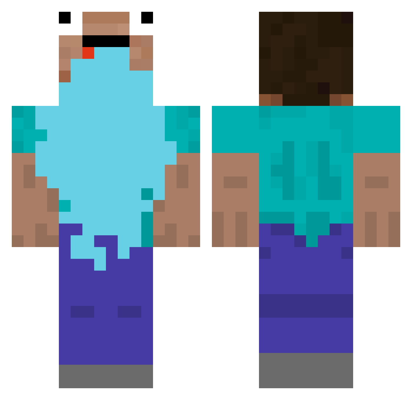 PsycoPut Minecraft skin, front and back view
