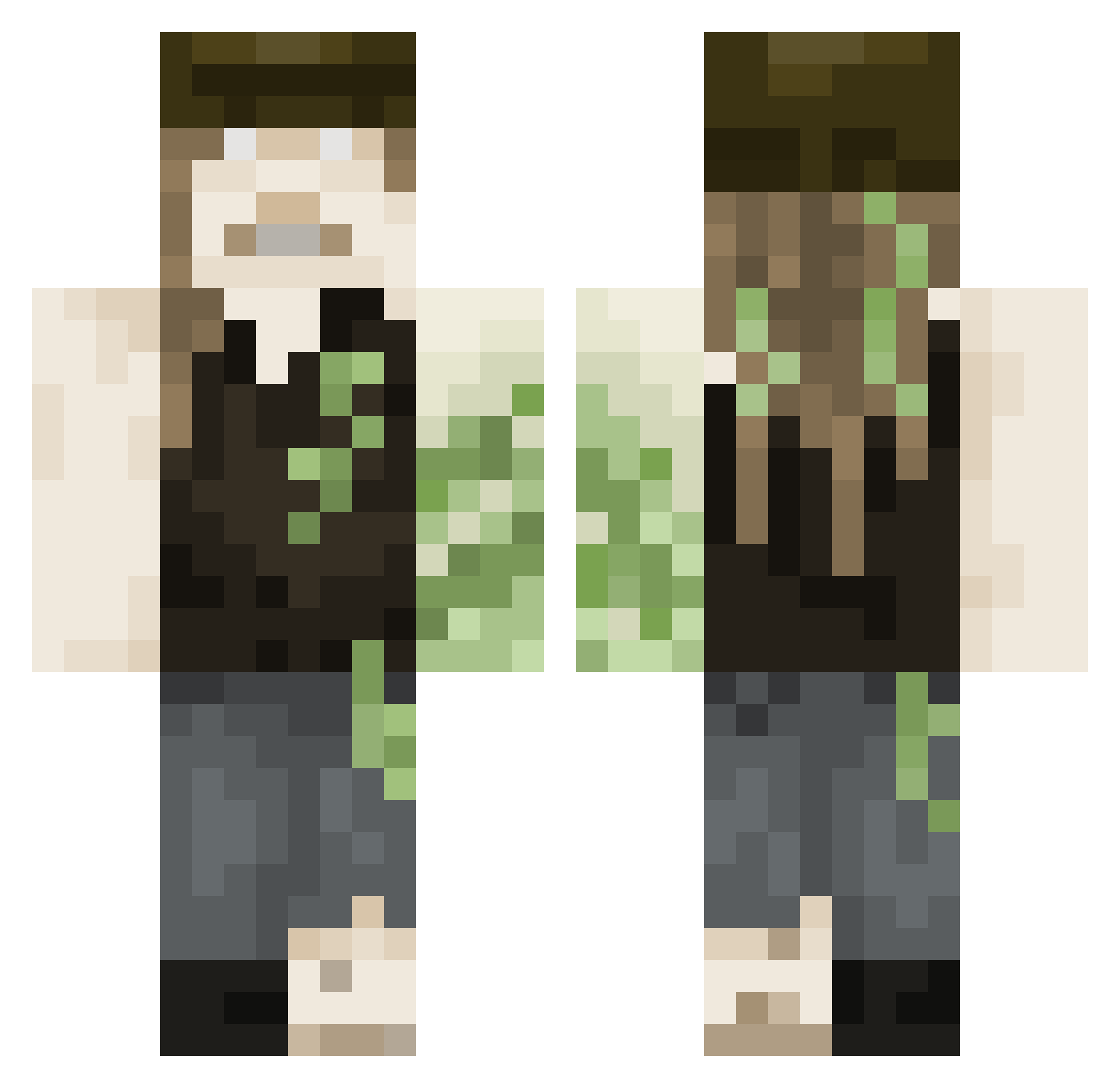 saltoons Minecraft skin, front and back view