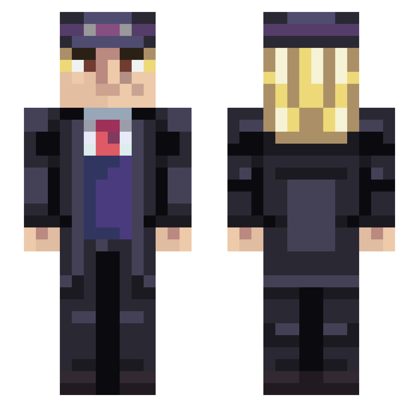Pinkush_ Minecraft skin, front and back view