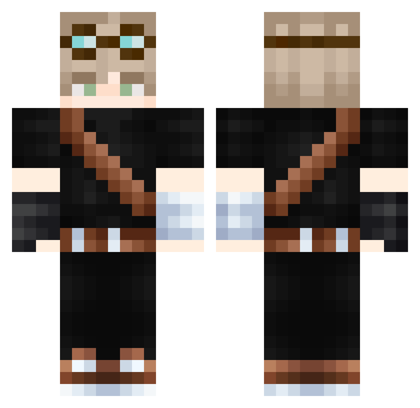 Dxviiwts Minecraft skin, front and back view