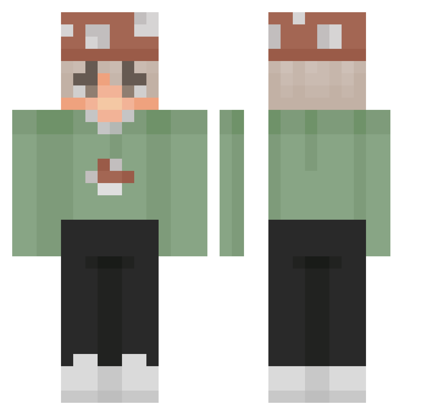 Agaricales Minecraft skin, front and back view
