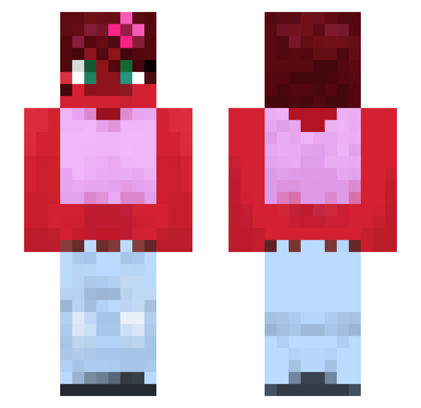 1TjB Minecraft skin, front and back view