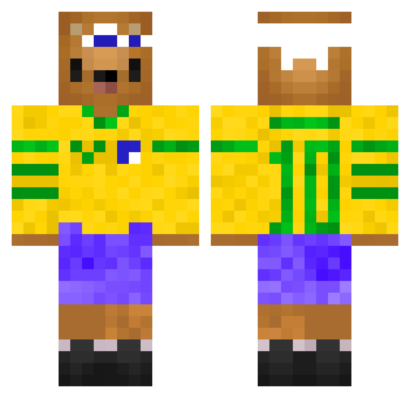 HttpsWust Minecraft skin, front and back view