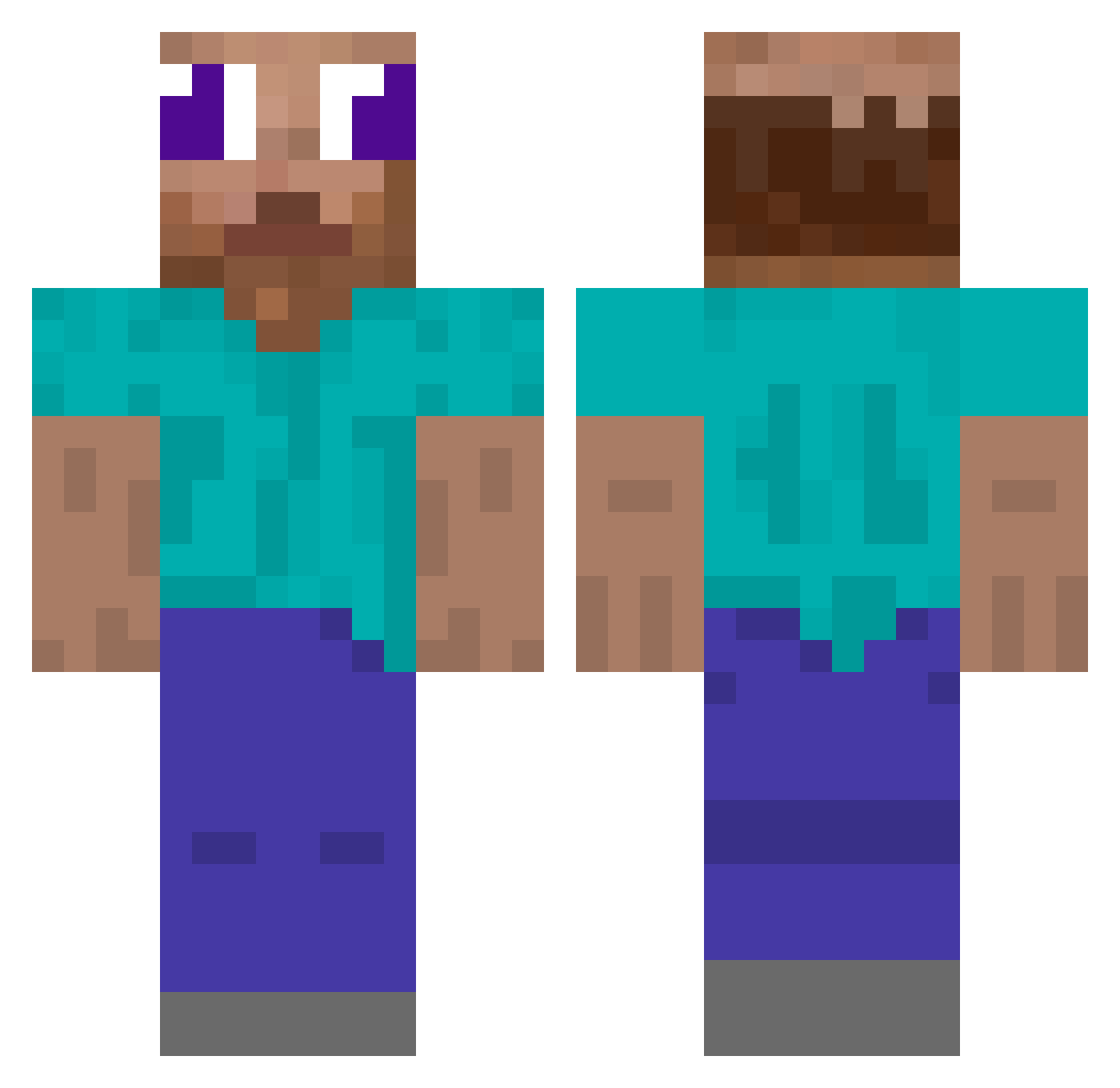 ItsBlockDaddy Minecraft skin, front and back view