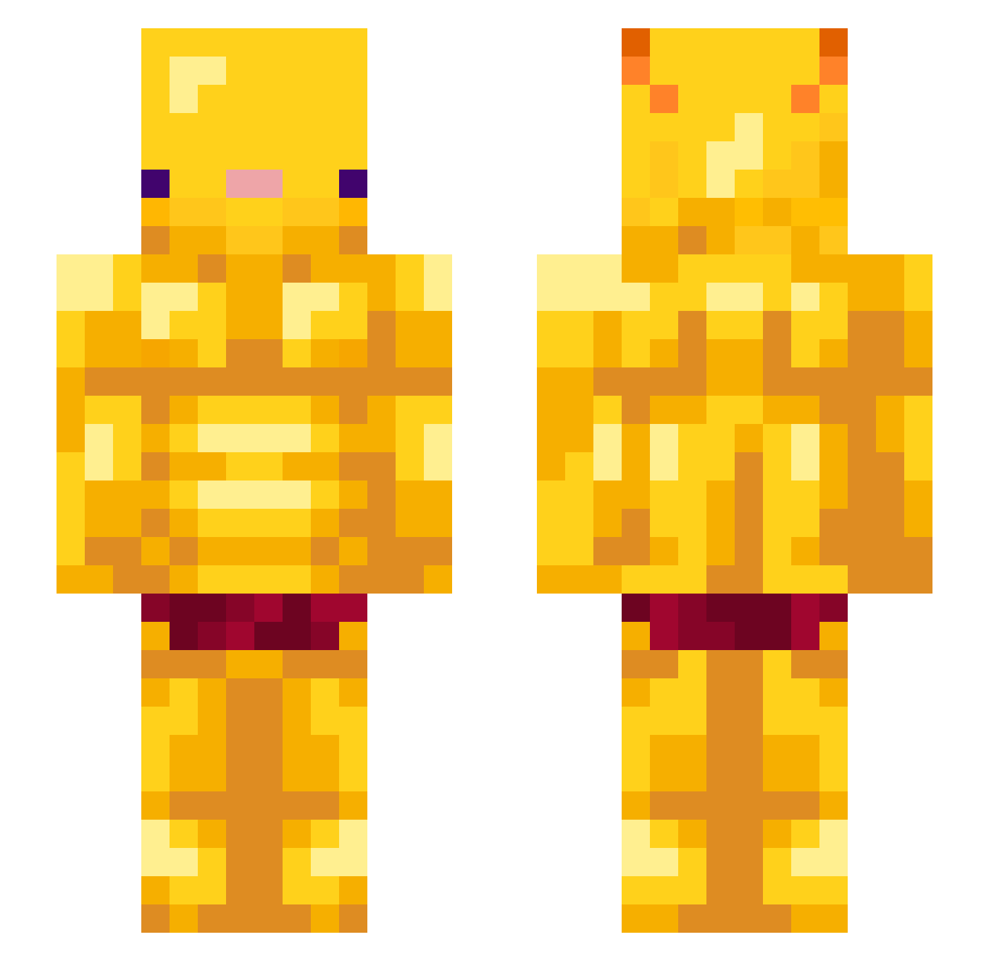 Ebuge Minecraft skin, front and back view