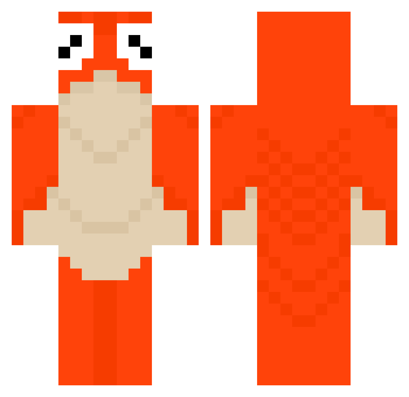 Ocypode Minecraft skin, front and back view