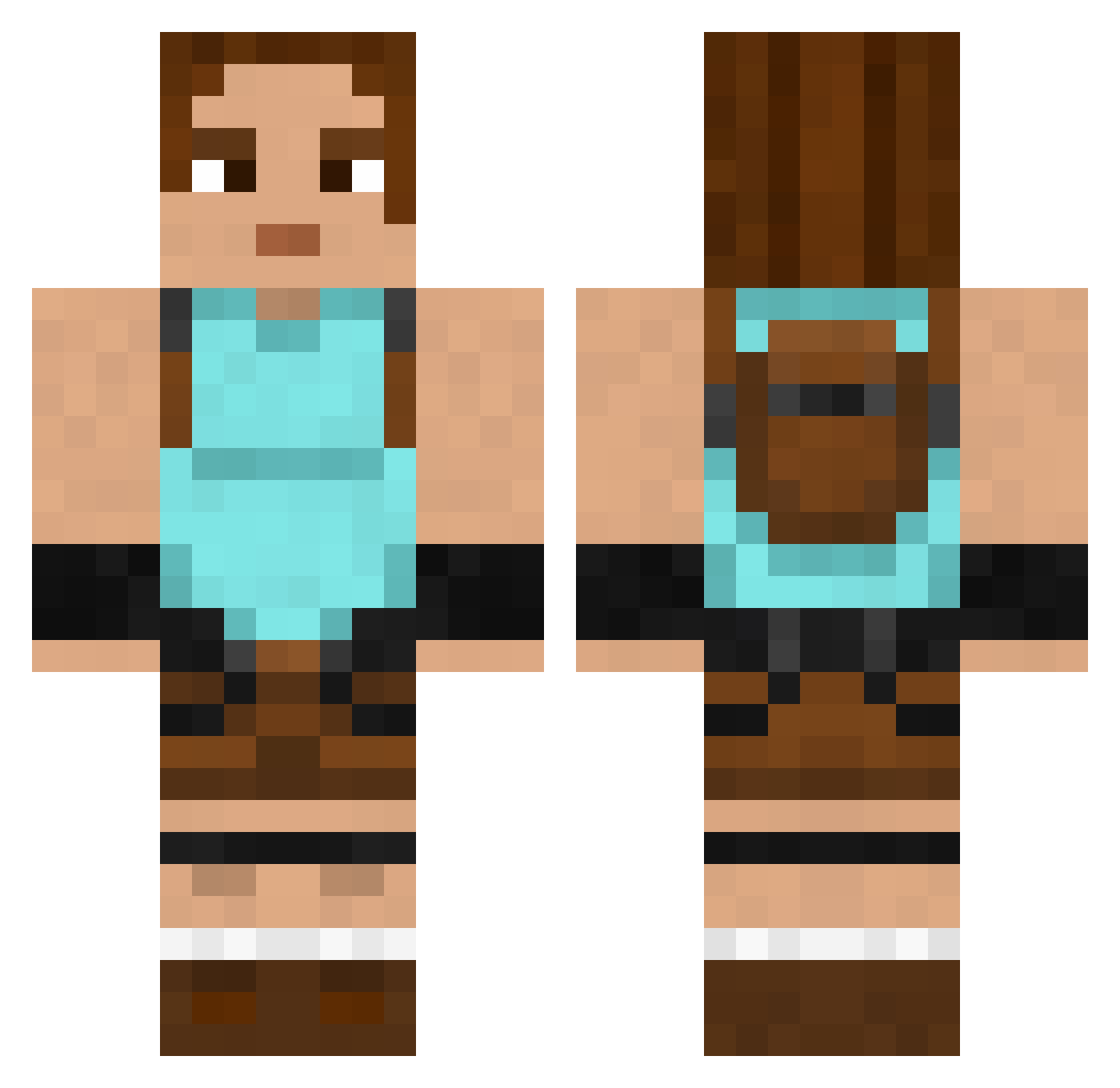 Aicy56 Minecraft skin, front and back view