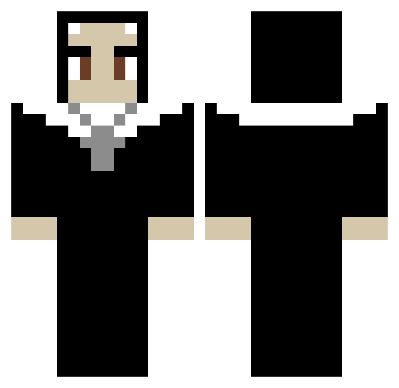 Hantord Minecraft skin, front and back view