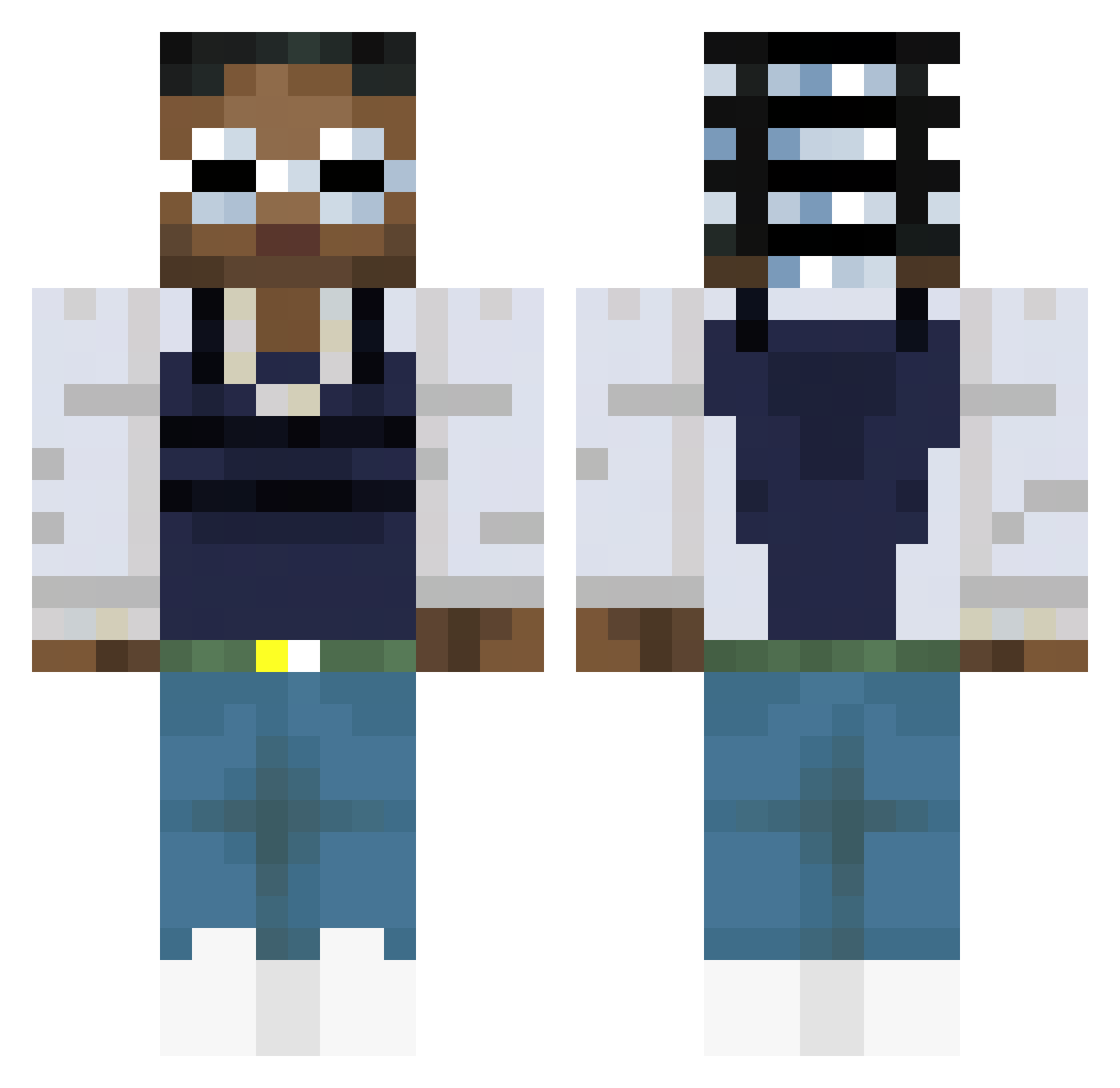 TeaBallin Minecraft skin, front and back view