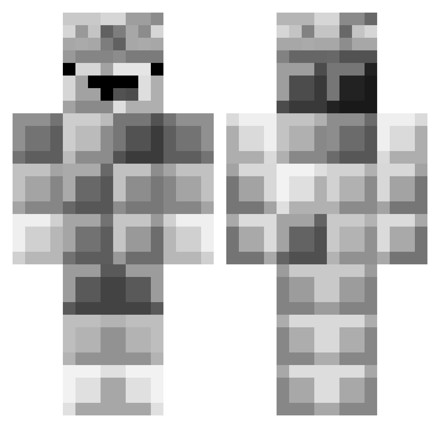 Pugger Minecraft skin, front and back view