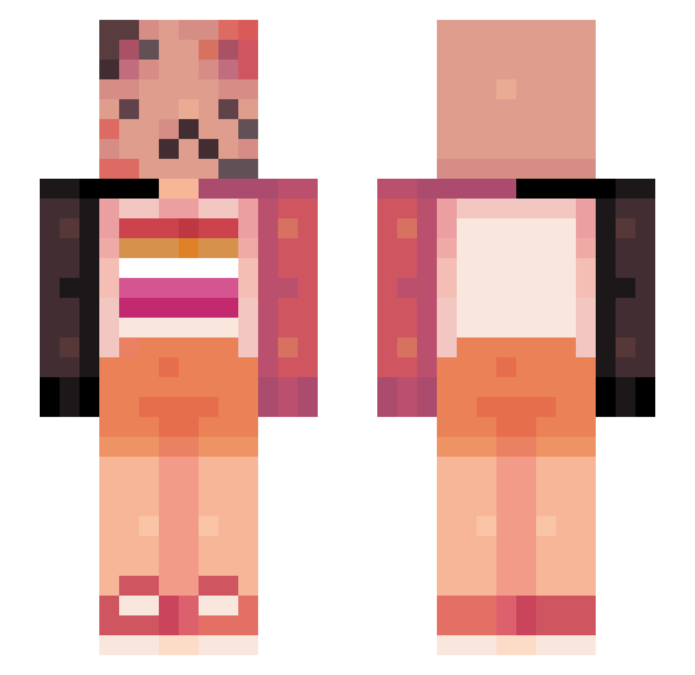 Suntu Minecraft skin, front and back view