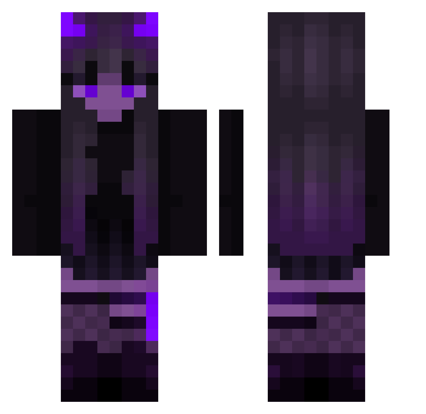 Toxsins Minecraft skin, front and back view