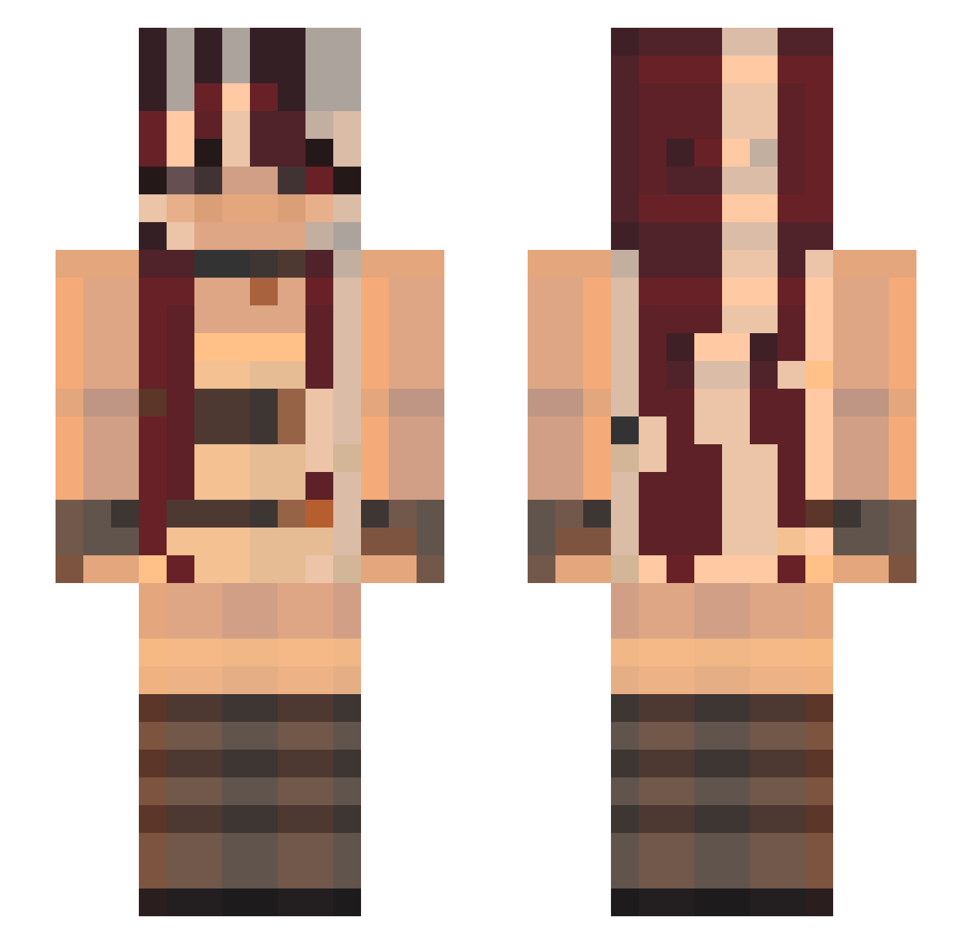 ItsJustStarri Minecraft skin, front and back view