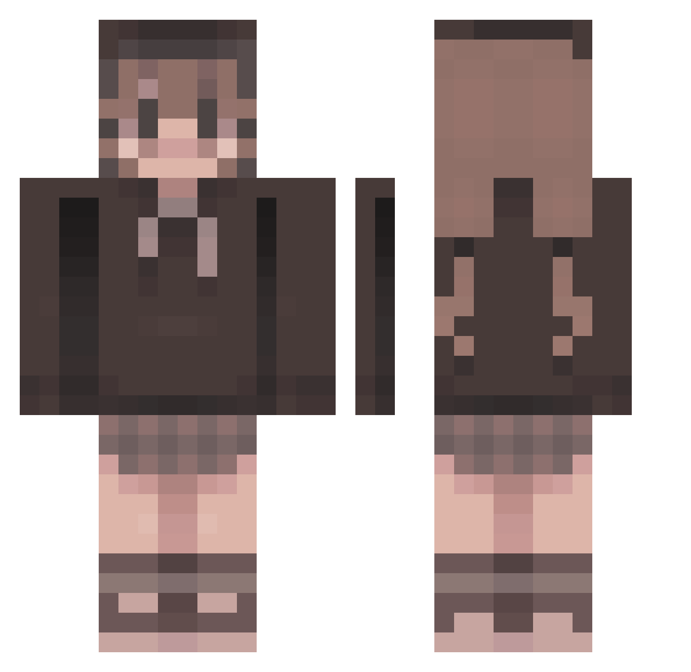 ThePuffz Minecraft skin, front and back view