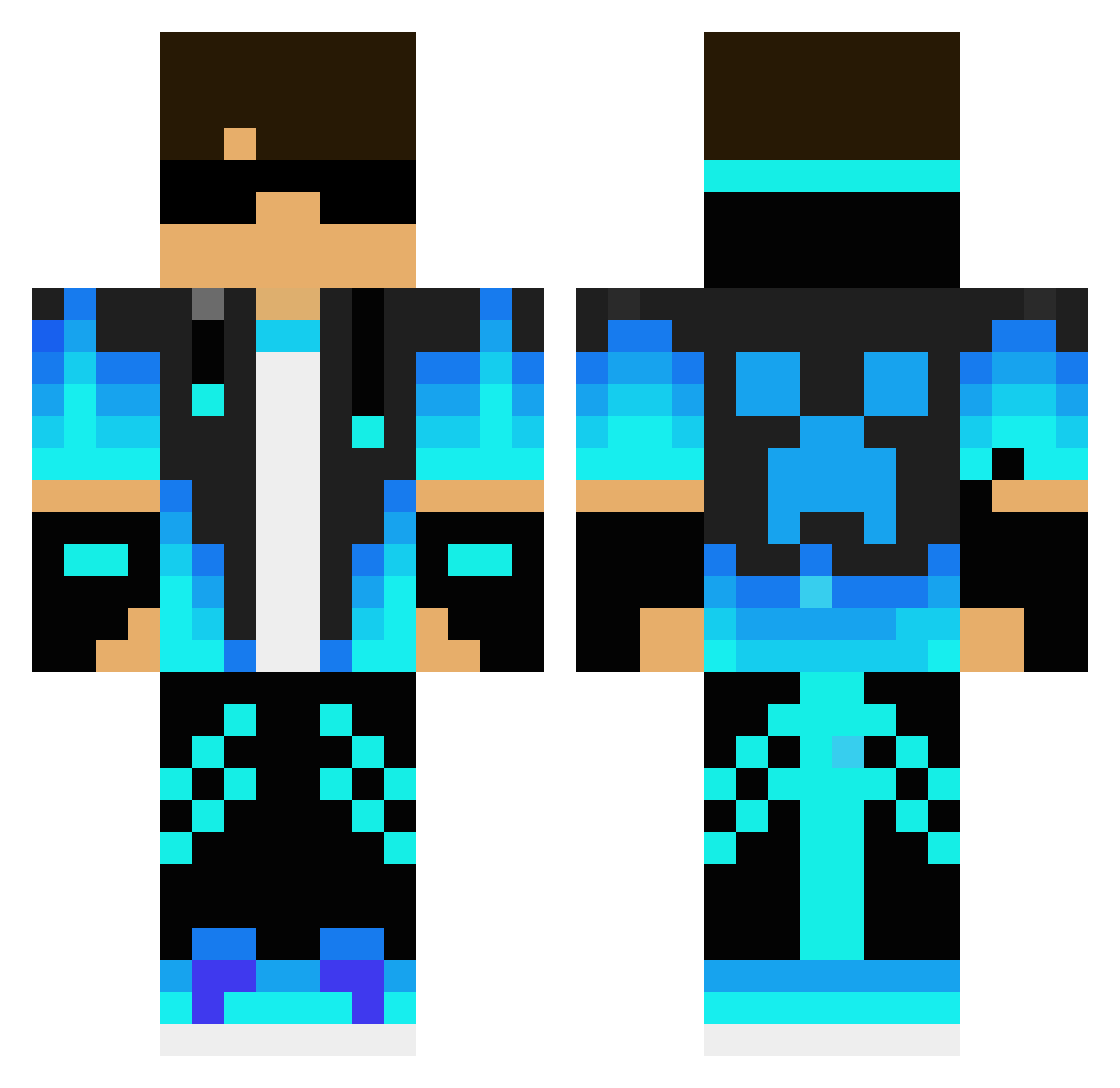 BlueInf Minecraft skin, front and back view