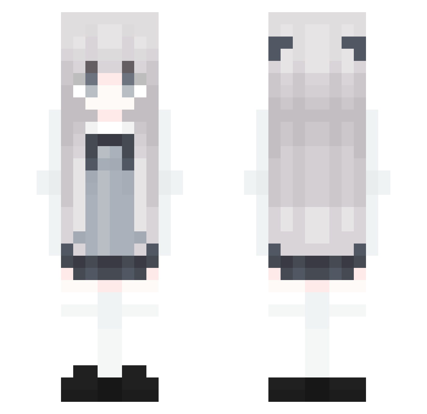 YIN6 Minecraft skin, front and back view