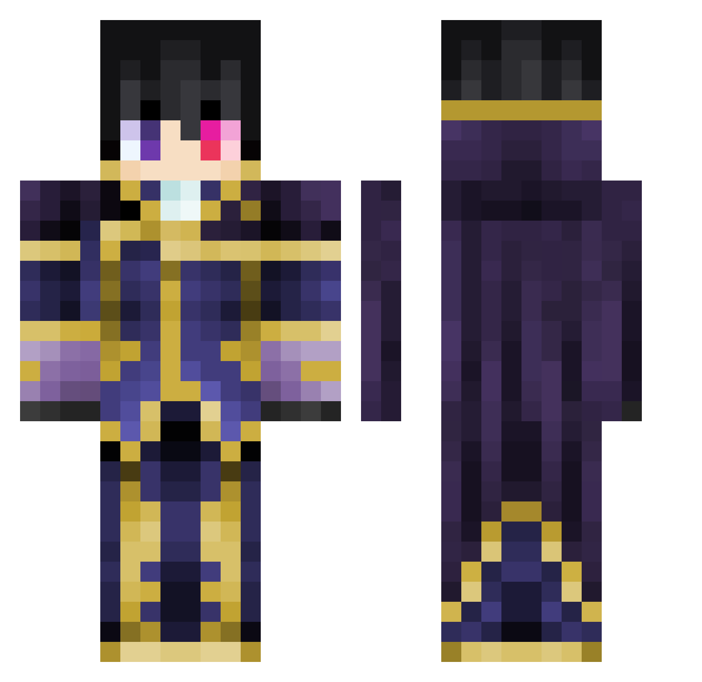 PureCali Minecraft skin, front and back view