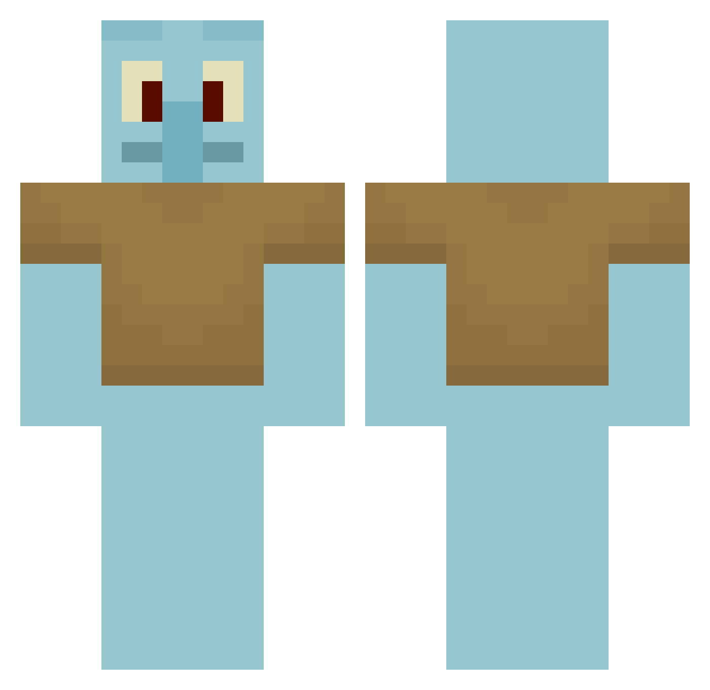 Boolooboo Minecraft skin, front and back view