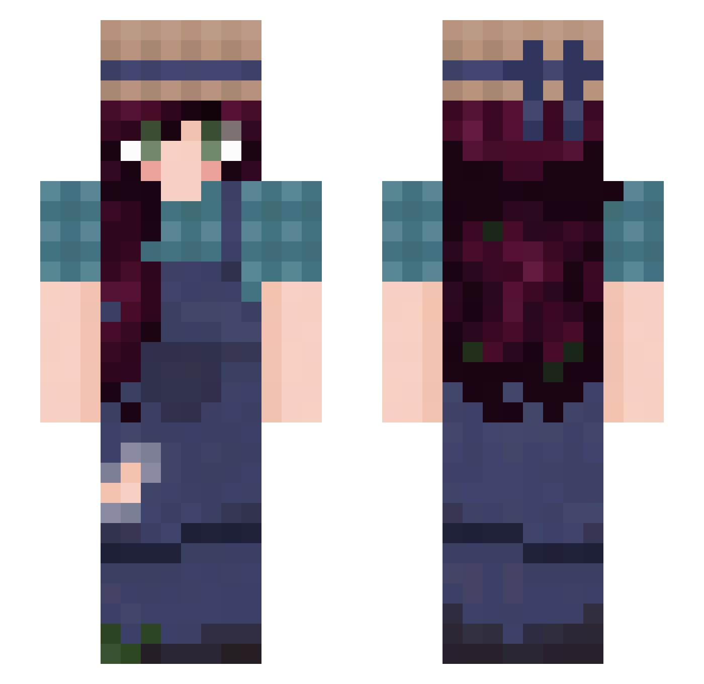 ItsLals Minecraft skin, front and back view