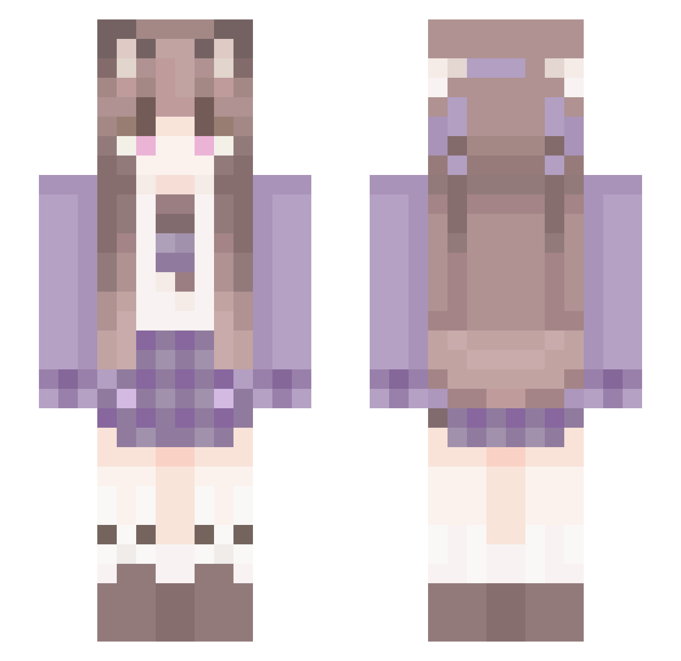Rinyurong Minecraft skin, front and back view