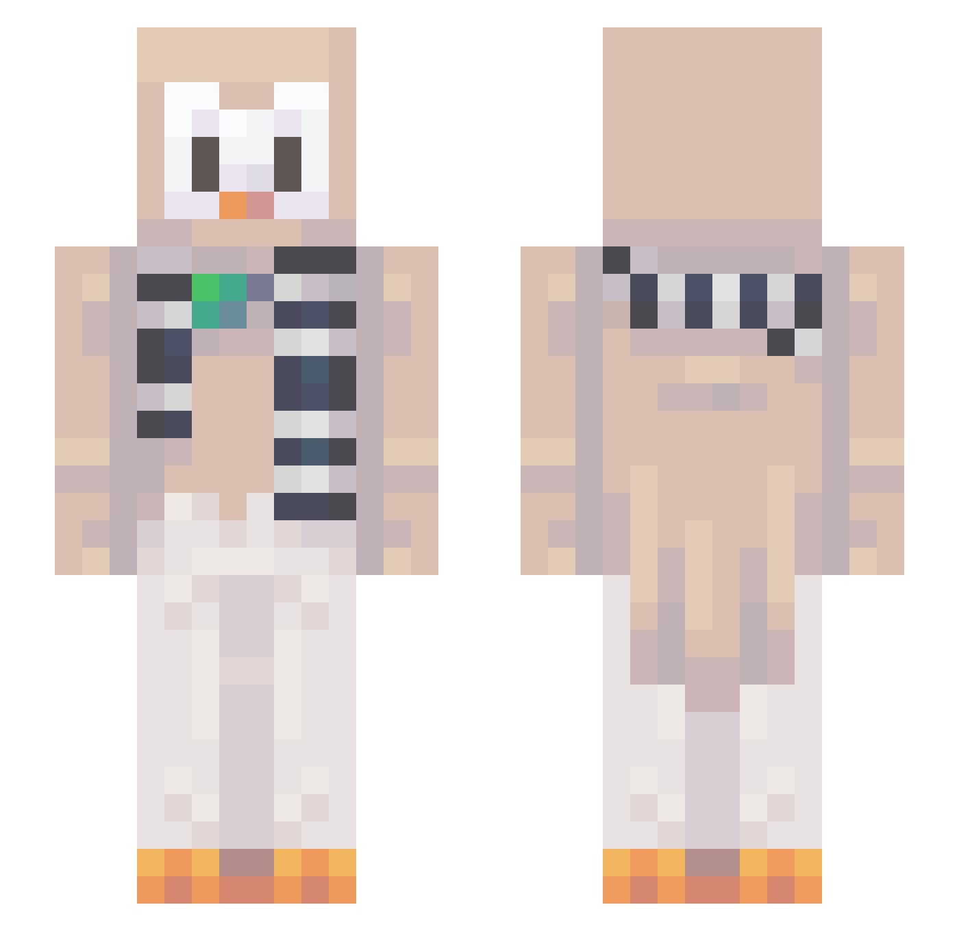 dev0la Minecraft skin, front and back view