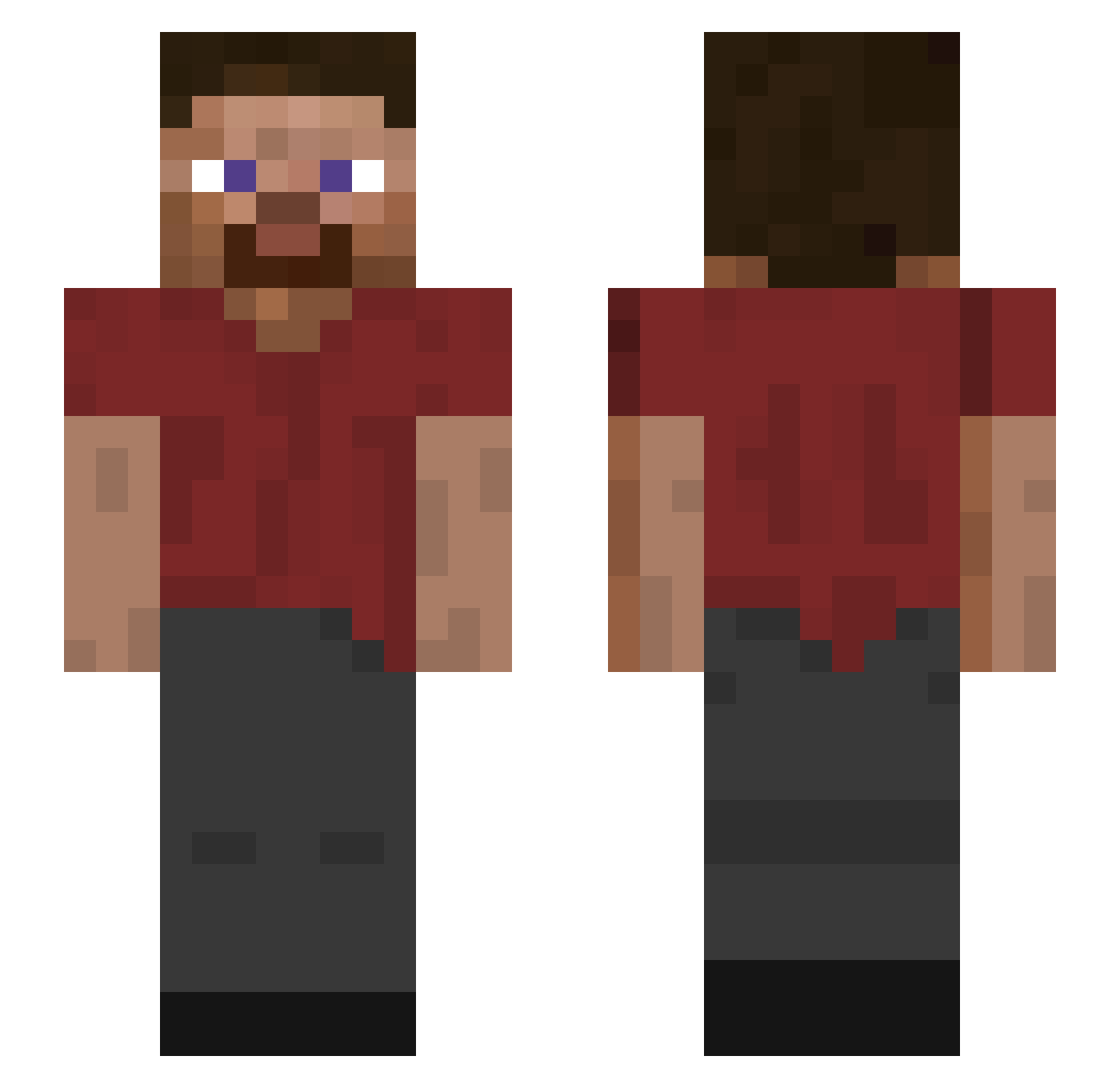 S10pter Minecraft skin, front and back view