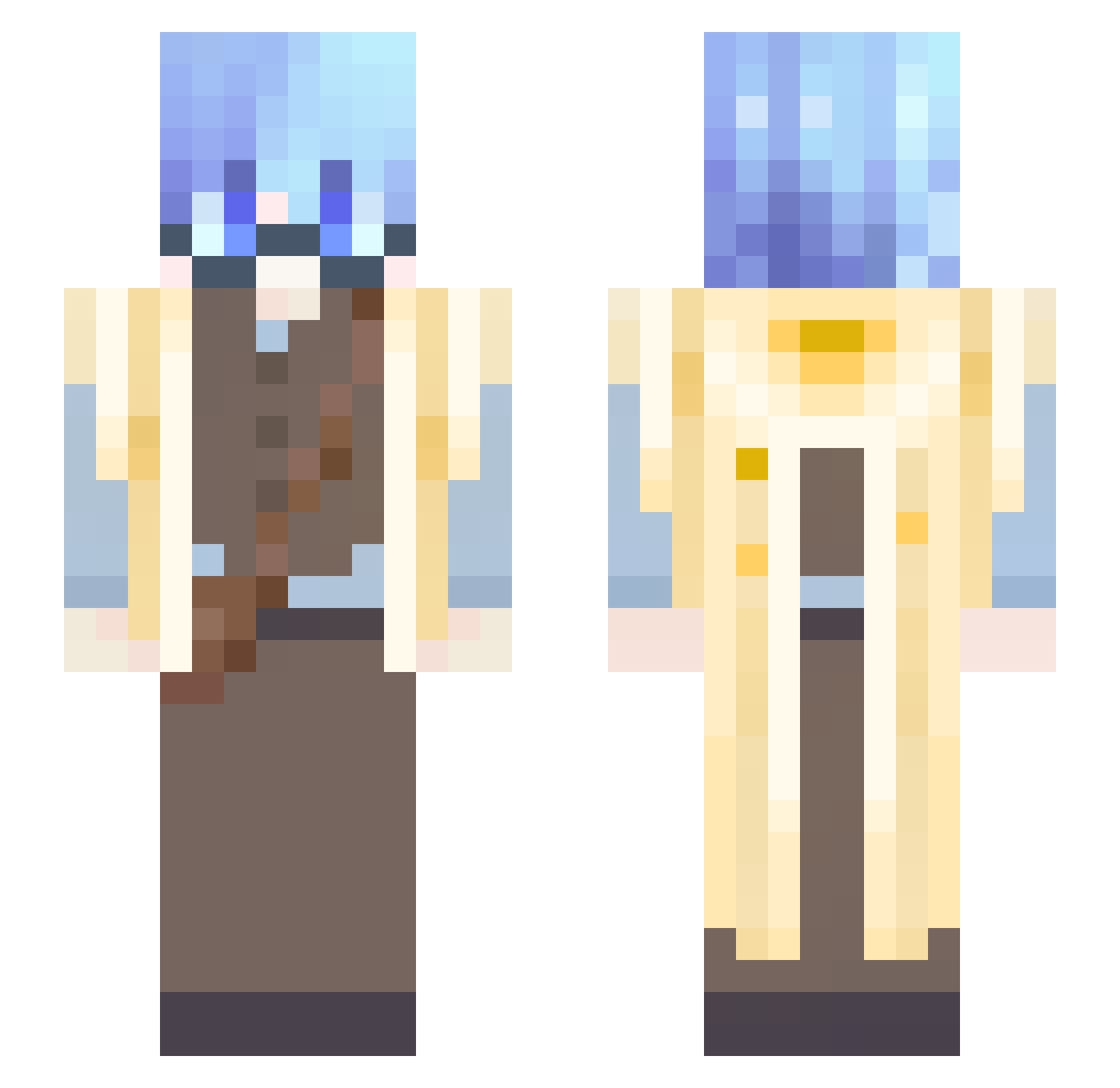 MementoEnMori Minecraft skin, front and back view
