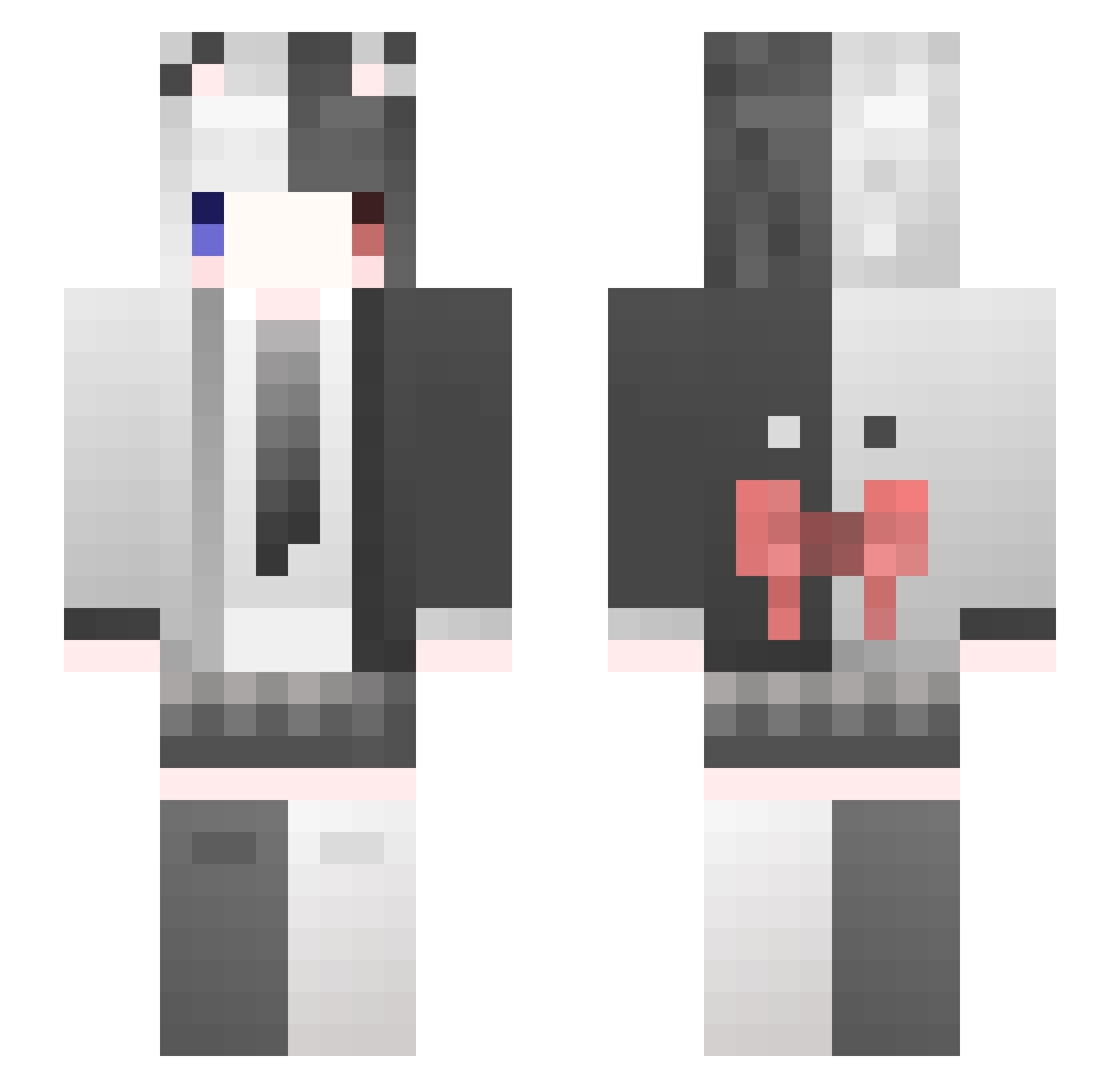 MouBie_Yuki Minecraft skin, front and back view