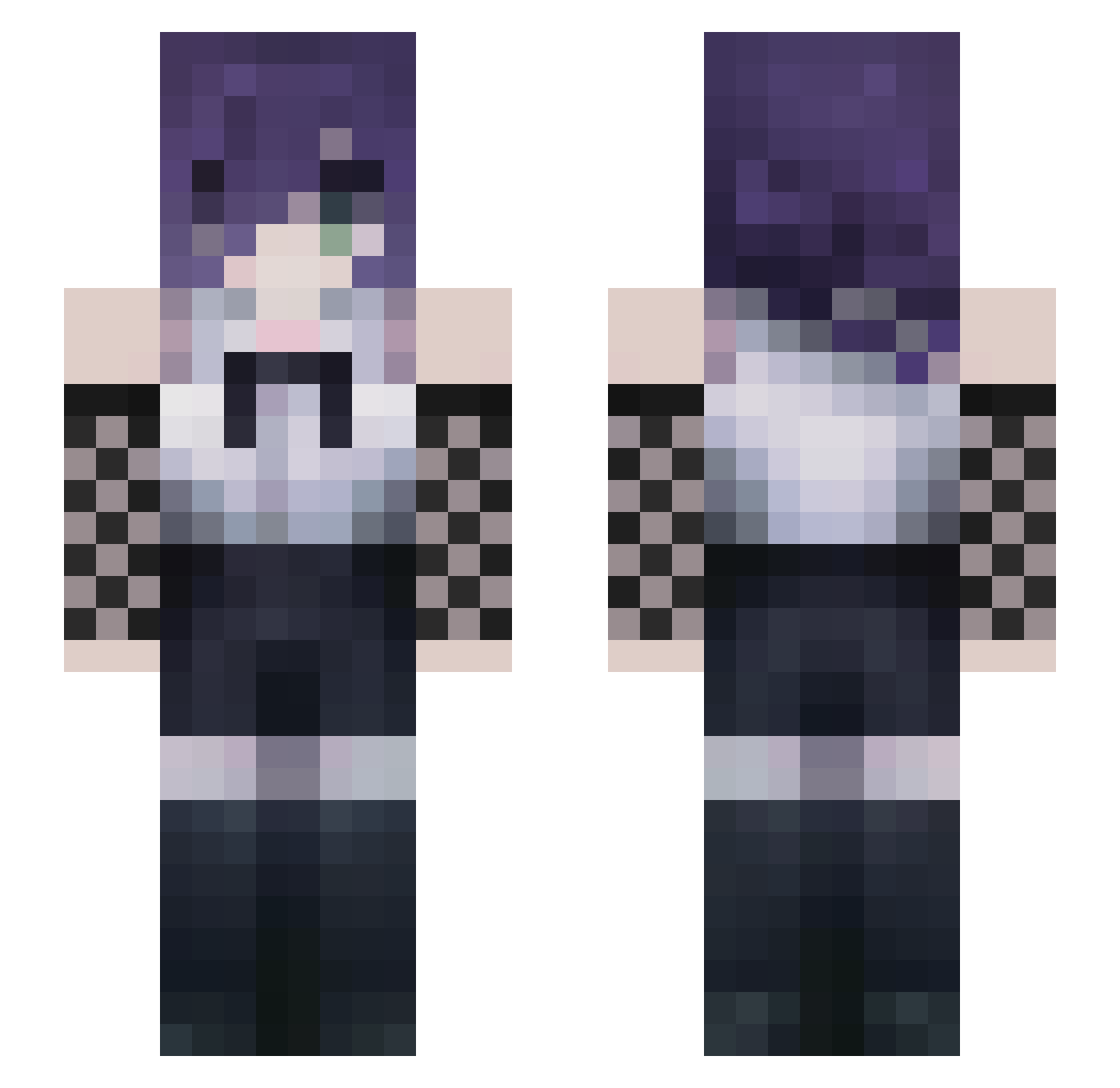 EHM1N Minecraft skin, front and back view
