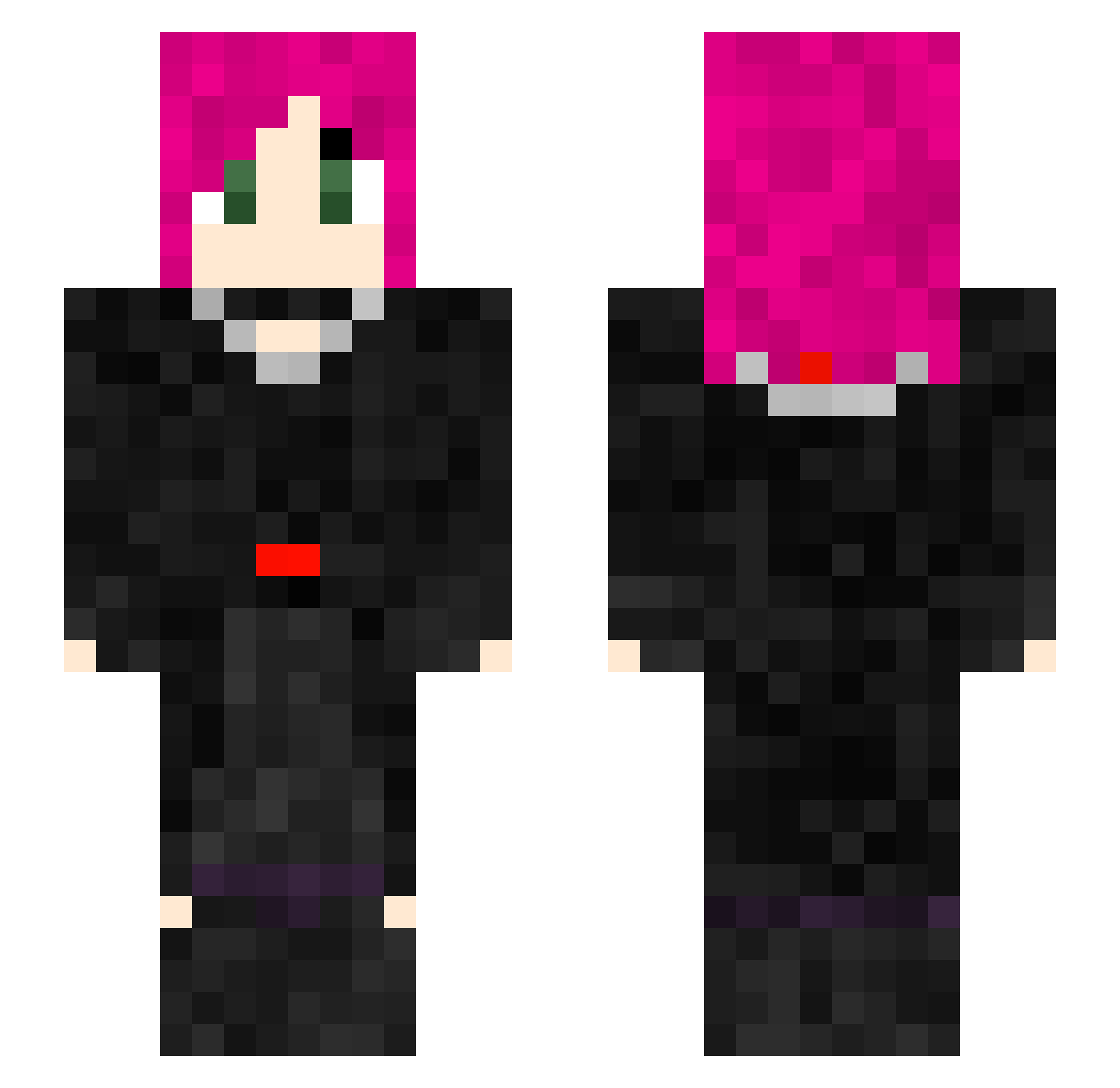 LuccaDK Minecraft skin, front and back view